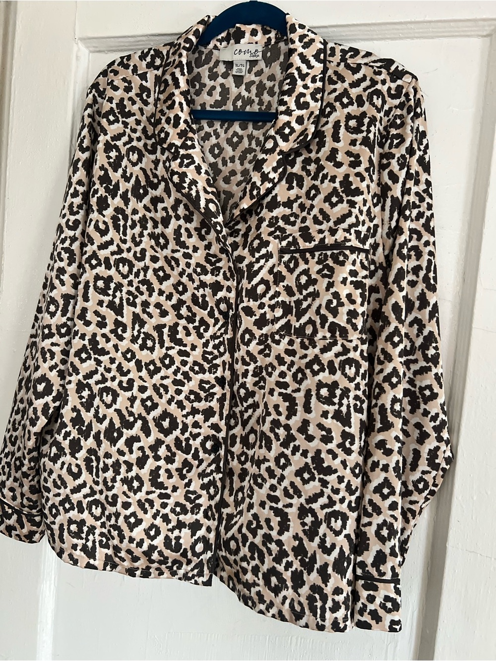 Leopard Print Button-Up Shirt Jacket in Beige and Black
